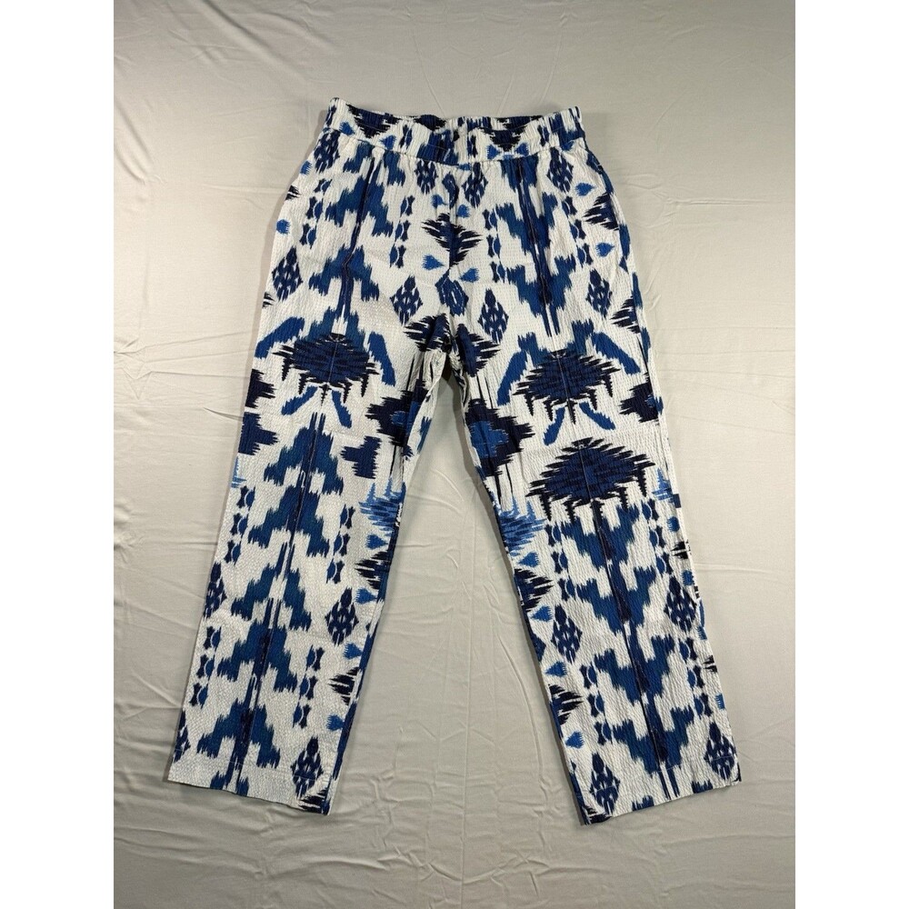 Villagallo Women’s Blue Cropped Pull‑On Pants – Size 44 (12-14)  Straight Leg